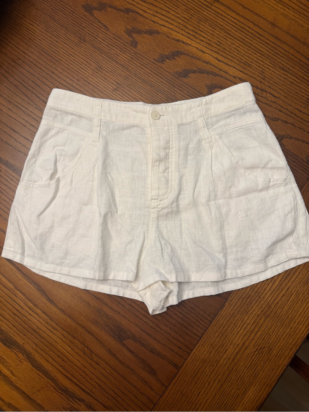 Free People Cream High-Rise Linen-Blend Shorts